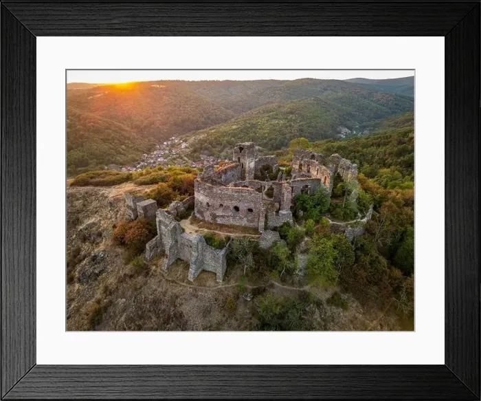Framed Print : Aerial view of the Soimos citadel ruin at sunset. Photo taken on 26th of August 2024, near Lipova, Arad County, Romania Framed Print : Aerial view of the Soimos citadel ruin at sunset. Photo taken on 26th of August 2024, near Lipova, Arad County, Romania