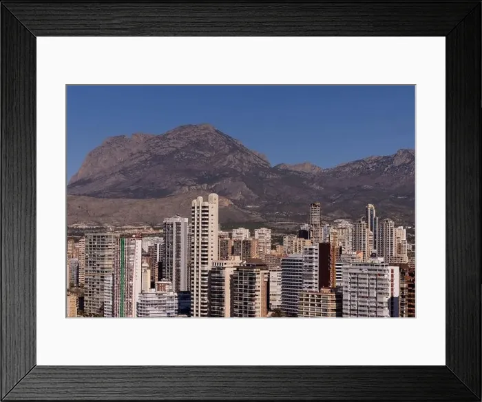 Framed Print : Aerial drone photo of the town of Benidorm in Spain in the summer time showing high rise apartments and building Framed Print : Aerial drone photo of the town of Benidorm in Spain in the summer time showing high rise apartments and building