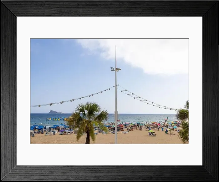 Framed Print : Photo of the famous Levante Beach in Benidorm Spain showing people having fun on the Spanish beach on a hot sunny day Framed Print : Photo of the famous Levante Beach in Benidorm Spain showing people having fun on the Spanish beach on a hot sunny day
