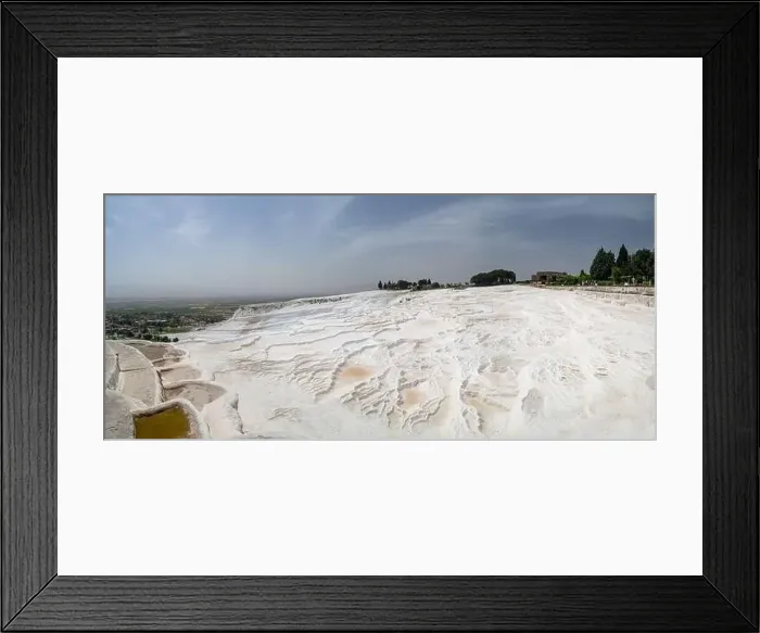 Framed Print : Pamukkale travertine terraces and the ancient Greek city of Hierapolis, Turkey