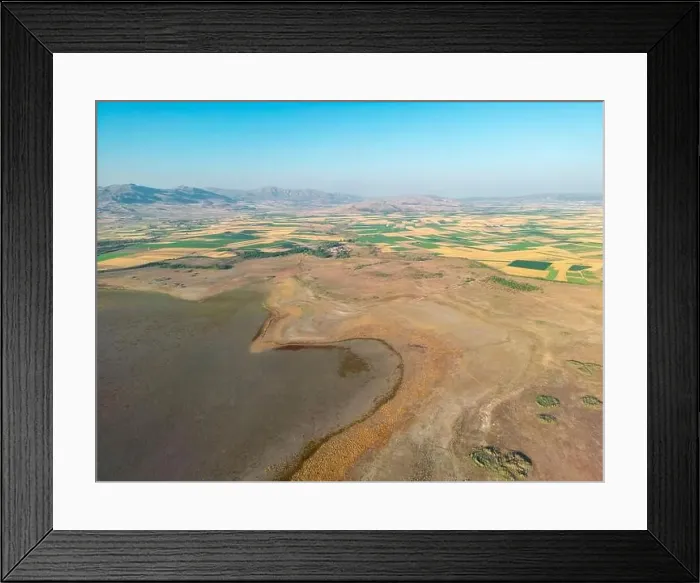 Framed Print : Aerial view of the fields around Karatas Lake in Burdur, Turkey Framed Print : Aerial view of the fields around Karatas Lake in Burdur, Turkey