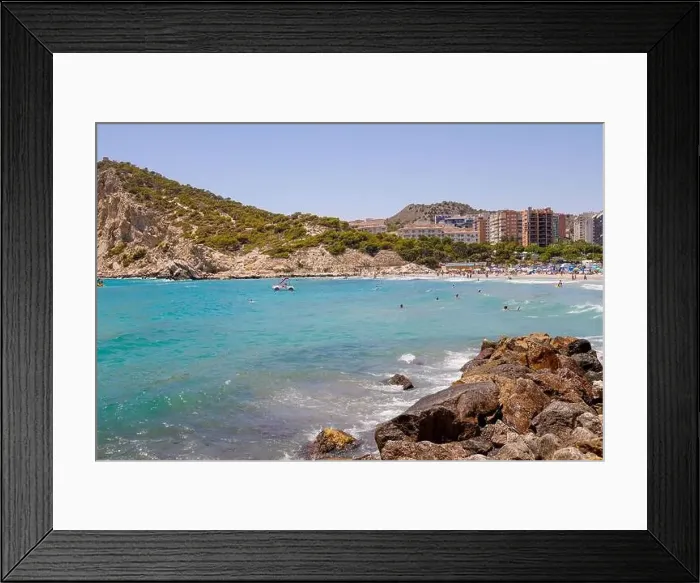 Framed Print : Photo of the city of Benidorm in Spain in the summer time showing the beach known locally as Playa de Finestrat Framed Print : Photo of the city of Benidorm in Spain in the summer time showing the beach known locally as Playa de Finestrat