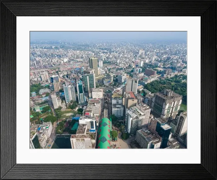 Framed Print : Aerial View of Financial District of Dhaka City- Motijheel Commerical Area, Dhaka Landmark. Dhaka Cityscape Framed Print : Aerial View of Financial District of Dhaka City- Motijheel Commerical Area, Dhaka Landmark. Dhaka Cityscape