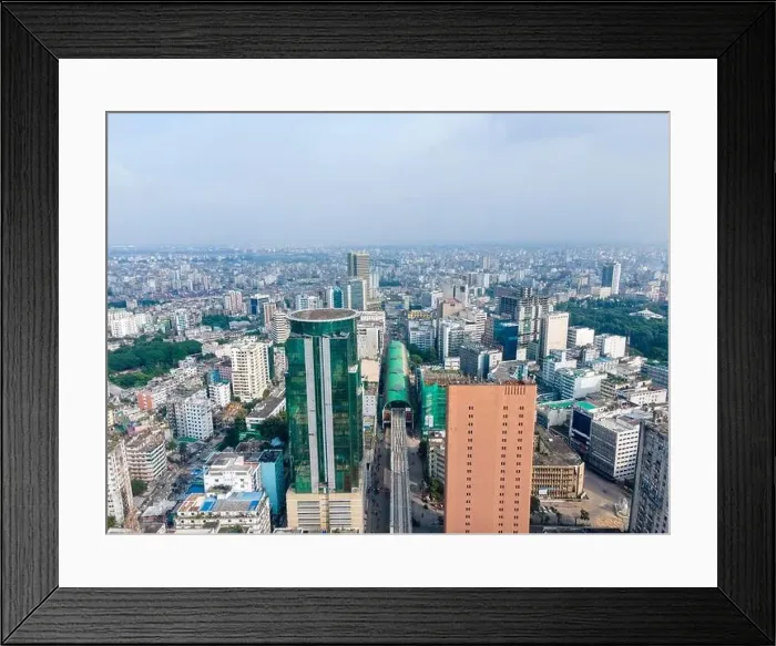 Framed Print : Aerial View of Dhaka Cityscape - Motijheel Commercial Area, Dhaka, Bangladesh
