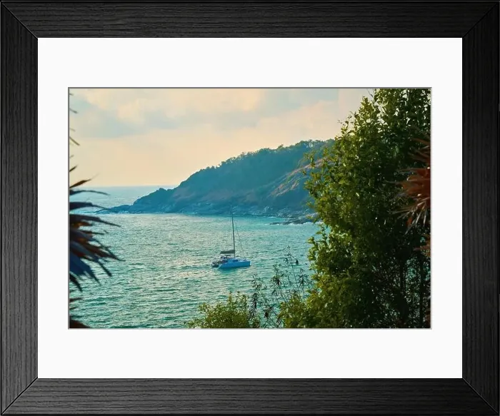 Framed Print : View of the tropical bay with yachts Framed Print : View of the tropical bay with yachts