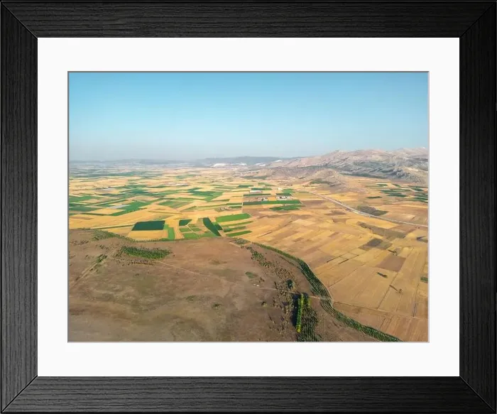 Framed Print : Aerial view of the fields around Karatas Lake in Burdur, Turkey Framed Print : Aerial view of the fields around Karatas Lake in Burdur, Turkey