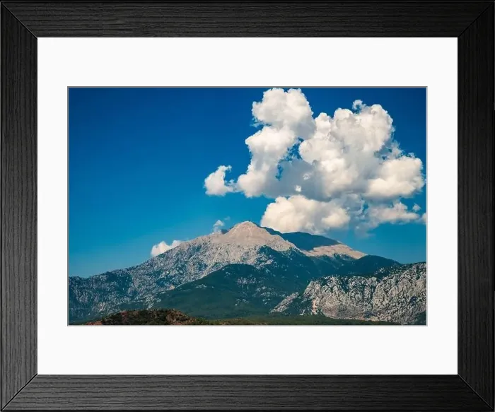 Framed Print : Mount Tahtali in Turkey, in Kemer, clouds over the mountain, landmark, top of the Taurus Mountains Framed Print : Mount Tahtali in Turkey, in Kemer, clouds over the mountain, landmark, top of the Taurus Mountains