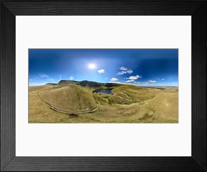 Framed Print : Aerial panoramic view of the natural landscape of the brecon beacons national park with its mountains Framed Print : Aerial panoramic view of the natural landscape of the brecon beacons national park with its mountains