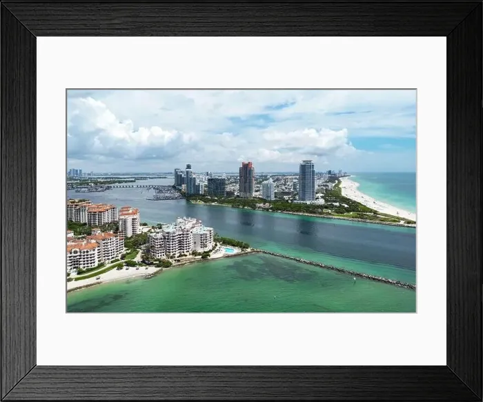 Framed Print : The skyline of Miami. Miami Beach aerial view Framed Print : The skyline of Miami. Miami Beach aerial view