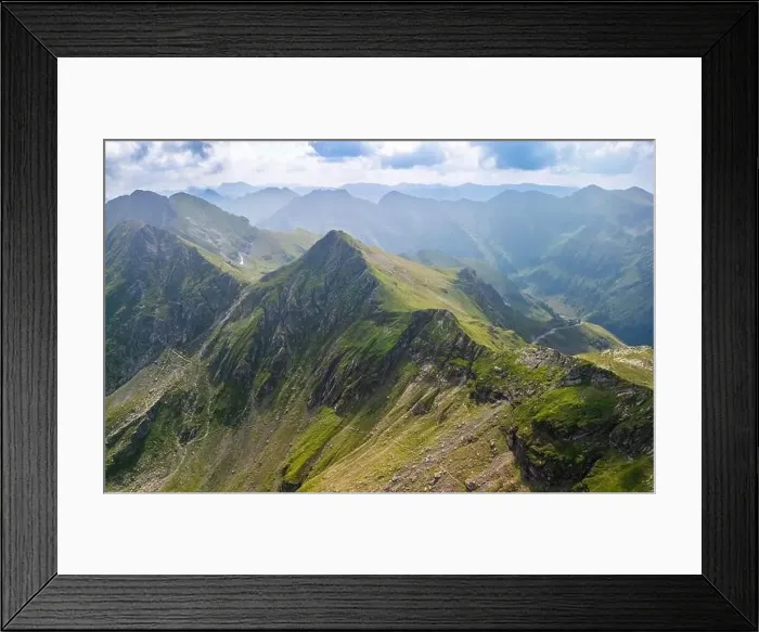 Framed Print : Fagaras Mountain, Romania, in summer, aerial view Framed Print : Fagaras Mountain, Romania, in summer, aerial view
