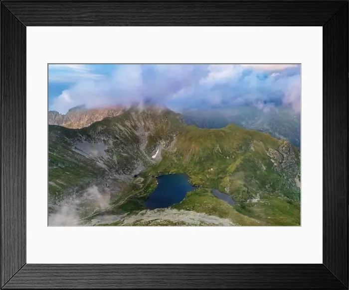 Framed Print : Fagaras Mountain, Romania, in summer, aerial view Framed Print : Fagaras Mountain, Romania, in summer, aerial view