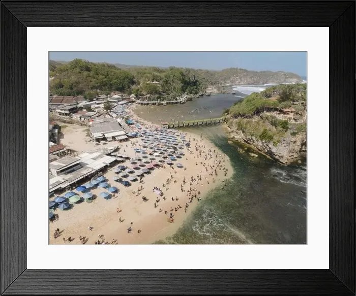 Framed Print : Aerial view of Drini Beach in Gunungkidul Framed Print : Aerial view of Drini Beach in Gunungkidul