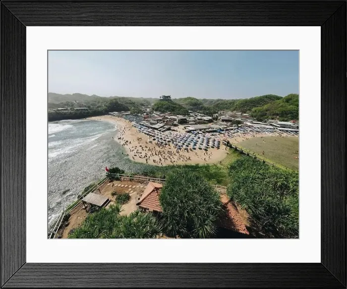 Framed Print : Aerial view of Drini Beach in Gunungkidul Framed Print : Aerial view of Drini Beach in Gunungkidul