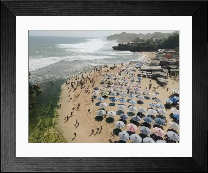 Framed Print : Aerial view of Drini Beach in Gunungkidul Framed Print : Aerial view of Drini Beach in Gunungkidul