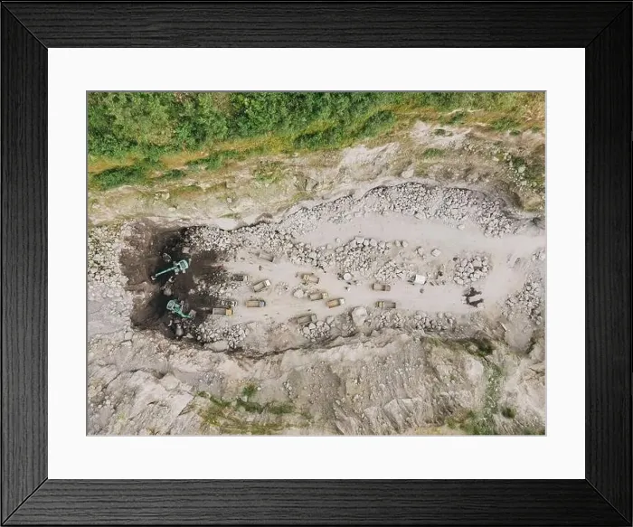 Framed Print : Aerial top view of sand and stone mine quarry in Merapi mountain, Yogyakarta, Indonesia Framed Print : Aerial top view of sand and stone mine quarry in Merapi mountain, Yogyakarta, Indonesia