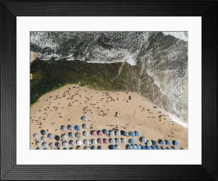 Framed Print : Top view of Drini Beach in Gunungkidul, Yogyakarta, Indonesia with many people and many colorful surfboards Framed Print : Top view of Drini Beach in Gunungkidul, Yogyakarta, Indonesia with many people and many colorful surfboards