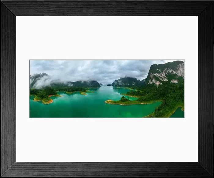 Framed Print : Aerial drone view of island on the lake, tropical Mountain peak, Khao Sok National Park, Thailand Framed Print : Aerial drone view of island on the lake, tropical Mountain peak, Khao Sok National Park, Thailand