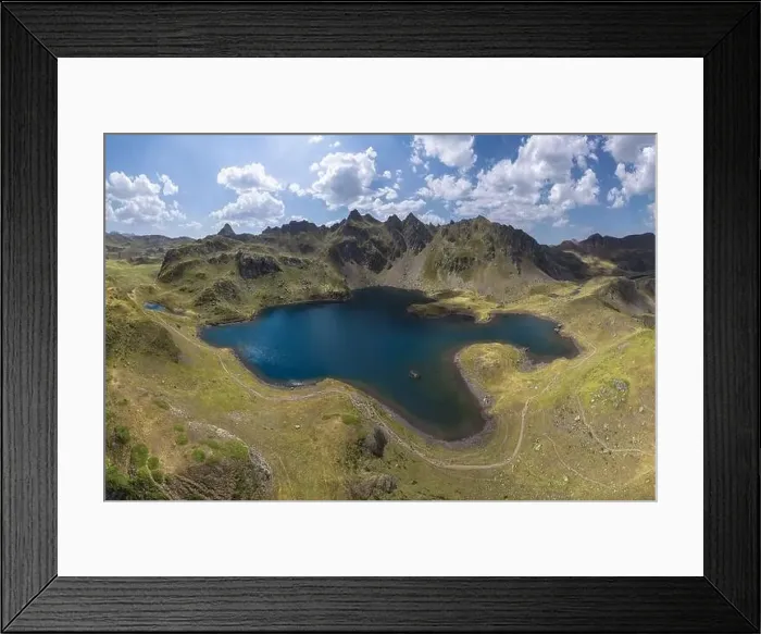 Framed Print : From above, this stunning aerial shot captures the majestic Lacs d'Ayous Framed Print : From above, this stunning aerial shot captures the majestic Lacs d'Ayous