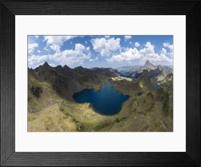 Framed Print : From above, this breathtaking aerial view captures the stunning Lacs d'Ayous nestled in the French Pyrenees Framed Print : From above, this breathtaking aerial view captures the stunning Lacs d'Ayous nestled in the French Pyrenees
