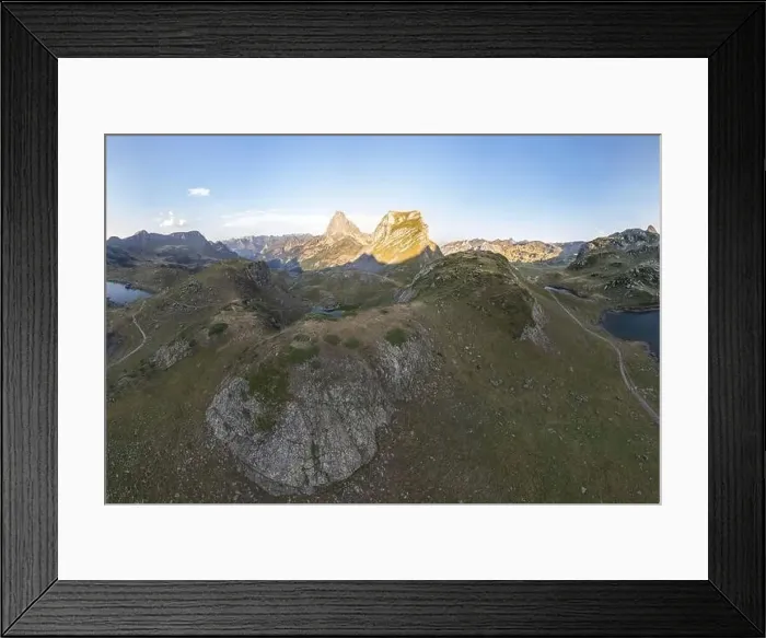 Framed Print : From above, this drone-captured image showcases the stunning Lacs d'Ayous in the French Pyrenees Framed Print : From above, this drone-captured image showcases the stunning Lacs d'Ayous in the French Pyrenees