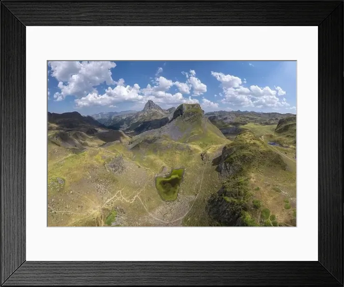 Framed Print : From above, this drone-captured image presents the breathtaking Lacs d'Ayous Framed Print : From above, this drone-captured image presents the breathtaking Lacs d'Ayous