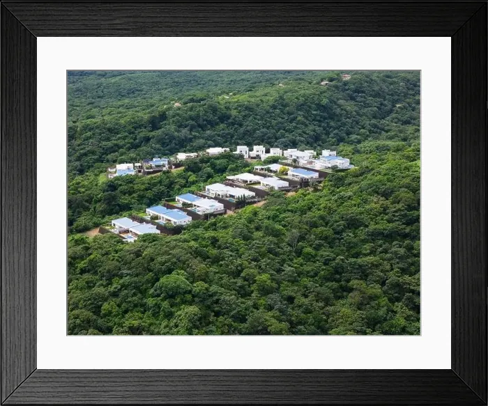 Framed Print : Residential villas in green hill background aerial drone view Framed Print : Residential villas in green hill background aerial drone view