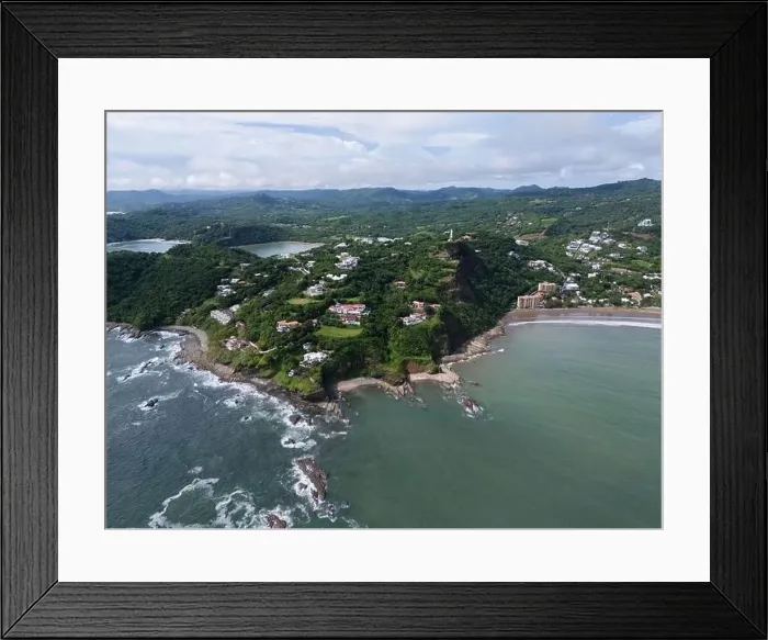Framed Print : Residential area in coastal waterfront aerial drone view Framed Print : Residential area in coastal waterfront aerial drone view