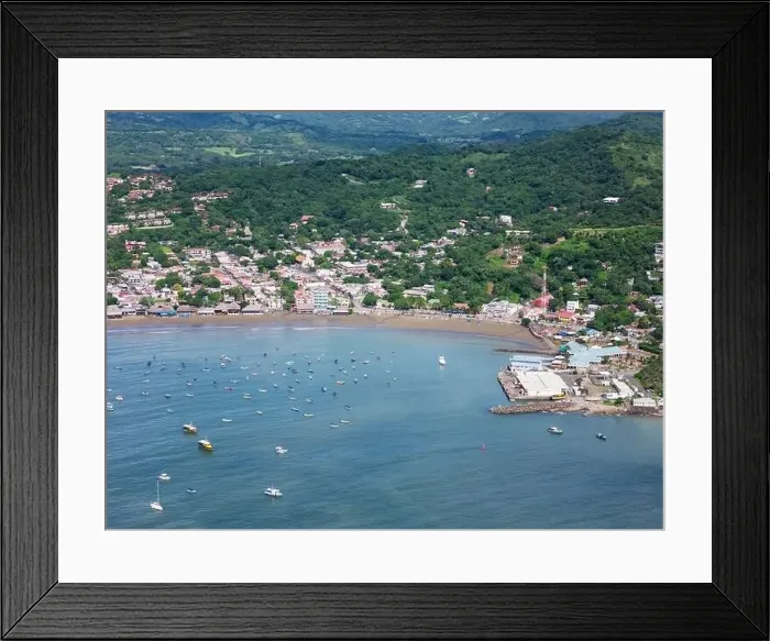 Framed Print : Tropical city San Juan Del Sur aerial drone view on sunny light Framed Print : Tropical city San Juan Del Sur aerial drone view on sunny light