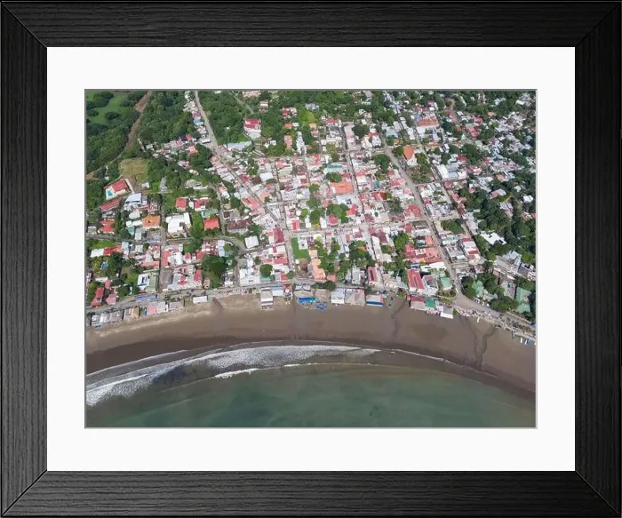 Framed Print : Big beach in San Juan Del Sur town above top drone view Framed Print : Big beach in San Juan Del Sur town above top drone view