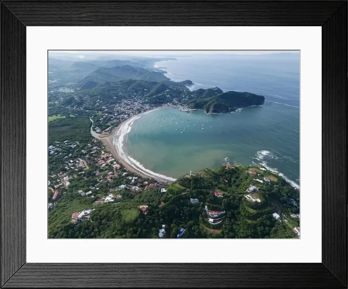 Framed Print : San juan Del Sur town aerial coastline in Nicaragua mountain landscape Framed Print : San juan Del Sur town aerial coastline in Nicaragua mountain landscape