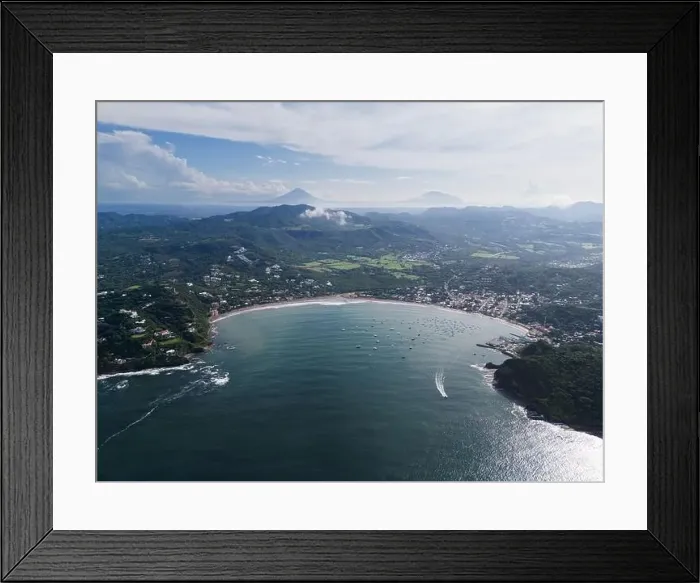 Framed Print : San juan Del Sur town aerial panorama in Nicaragua bright morning Framed Print : San juan Del Sur town aerial panorama in Nicaragua bright morning