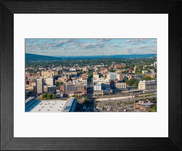Framed Print : Late summer, early fall aerial, drone, photo of the Scranton Pennsylvania skyline. September 2024 Framed Print : Late summer, early fall aerial, drone, photo of the Scranton Pennsylvania skyline. September 2024