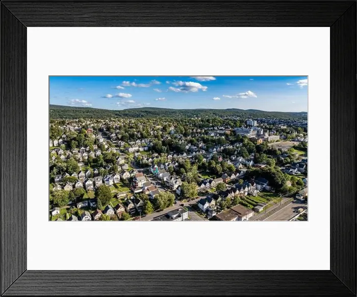 Framed Print : Late summer, early fall aerial, drone, photo of the Scranton Pennsylvania skyline. September 2024 Framed Print : Late summer, early fall aerial, drone, photo of the Scranton Pennsylvania skyline. September 2024