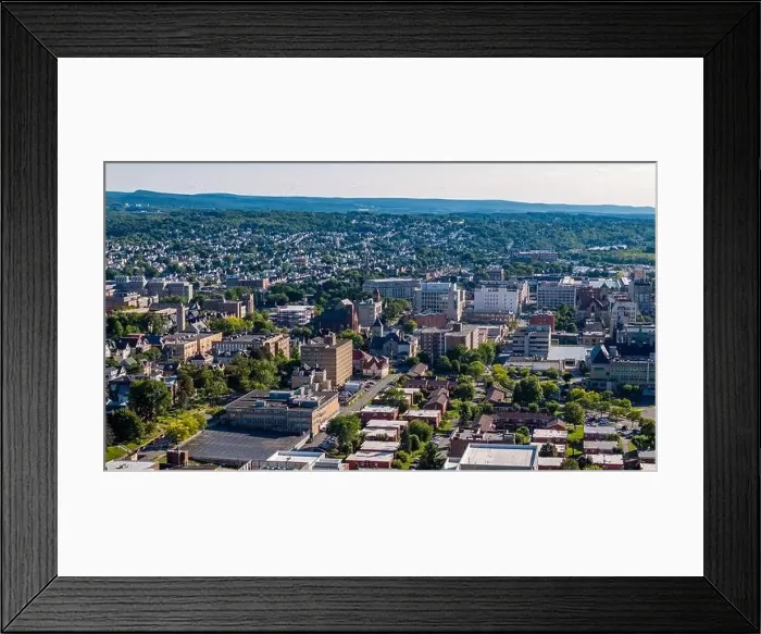Framed Print : Late summer, early fall aerial, drone, photo of the Scranton Pennsylvania skyline. September 2024 Framed Print : Late summer, early fall aerial, drone, photo of the Scranton Pennsylvania skyline. September 2024