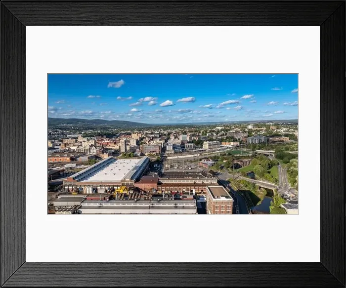 Framed Print : Late summer, early fall aerial, drone, photo of the Scranton Pennsylvania skyline. September 2024 Framed Print : Late summer, early fall aerial, drone, photo of the Scranton Pennsylvania skyline. September 2024