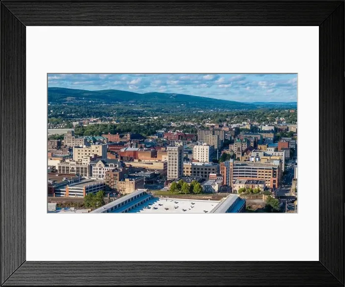 Framed Print : Late summer, early fall aerial, drone, photo of the Scranton Pennsylvania skyline. September 2024 Framed Print : Late summer, early fall aerial, drone, photo of the Scranton Pennsylvania skyline. September 2024