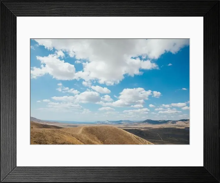 Framed Print : landscape from the top of the mountain view of the blue sky and mountains and the sea Framed Print : landscape from the top of the mountain view of the blue sky and mountains and the sea
