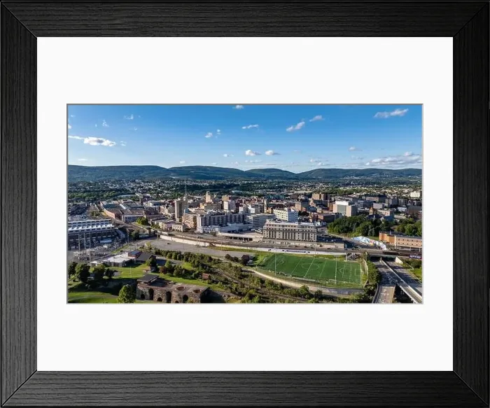 Framed Print : Late summer, early fall aerial, drone, photo of the Scranton Pennsylvania skyline. September 2024 Framed Print : Late summer, early fall aerial, drone, photo of the Scranton Pennsylvania skyline. September 2024