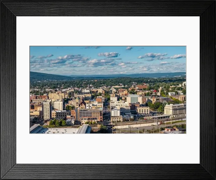 Framed Print : Late summer, early fall aerial, drone, photo of the Scranton Pennsylvania skyline. September 2024 Framed Print : Late summer, early fall aerial, drone, photo of the Scranton Pennsylvania skyline. September 2024