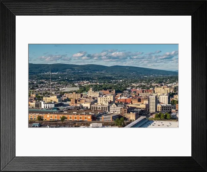 Framed Print : Late summer, early fall aerial, drone, photo of the Scranton Pennsylvania skyline. September 2024 Framed Print : Late summer, early fall aerial, drone, photo of the Scranton Pennsylvania skyline. September 2024