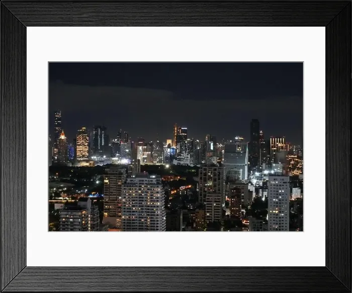 Framed Print : Aerial view of the skyline of Bangkok at night, Thailand Framed Print : Aerial view of the skyline of Bangkok at night, Thailand