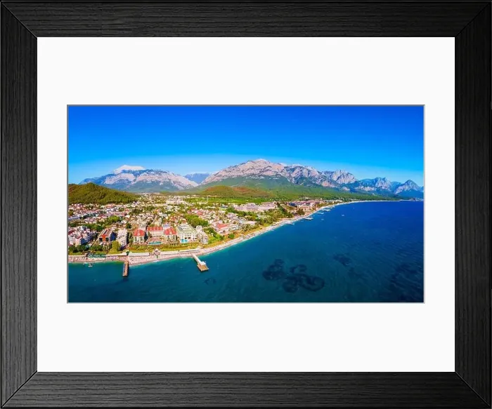 Framed Print : Kemer city beach aerial panoramic view. Kemer is a seaside resort town in Antalya Province in Turkey Framed Print : Kemer city beach aerial panoramic view. Kemer is a seaside resort town in Antalya Province in Turkey
