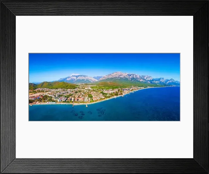 Framed Print : Kemer city beach aerial panoramic view. Kemer is a seaside resort town in Antalya Province in Turkey Framed Print : Kemer city beach aerial panoramic view. Kemer is a seaside resort town in Antalya Province in Turkey