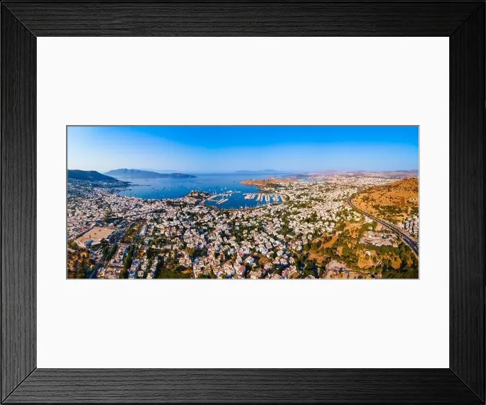 Framed Print : Bodrum city beach and marina aerial panoramic view. Bodrum is a city in Mugla Province, Turkey Framed Print : Bodrum city beach and marina aerial panoramic view. Bodrum is a city in Mugla Province, Turkey