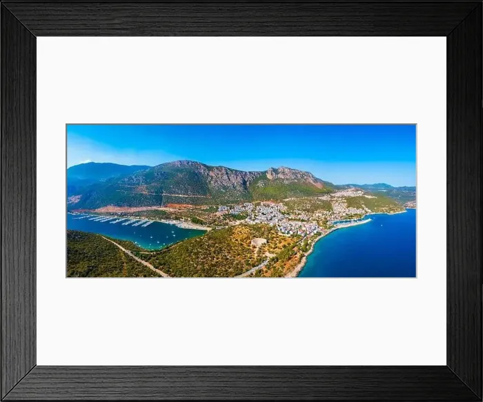 Framed Print : Kas city port or marina aerial panoramic view. Kas or Kash is a small seaside resort town in Antalya Province in Turkey Framed Print : Kas city port or marina aerial panoramic view. Kas or Kash is a small seaside resort town in Antalya Province in Turkey