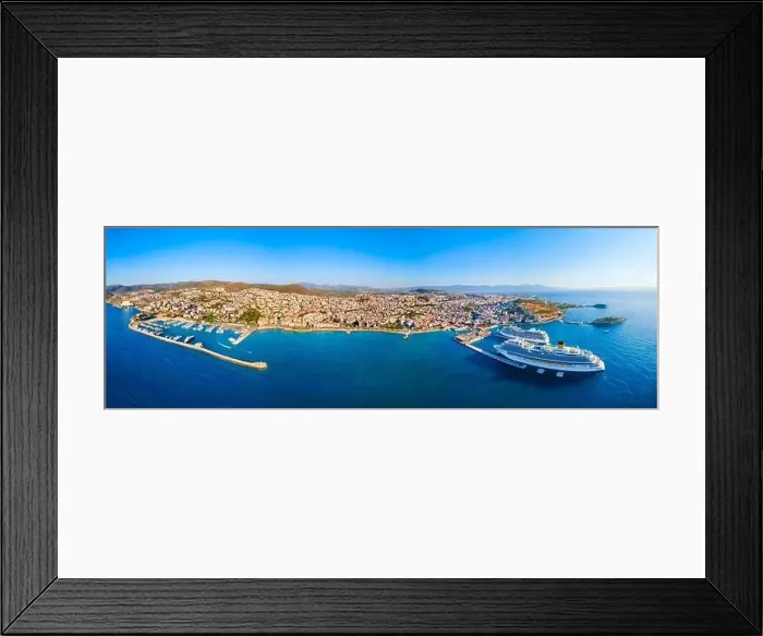 Framed Print : Kusadasi city and port aerial panoramic view. Kusadasi is located in Aydin Province, Turkey Framed Print : Kusadasi city and port aerial panoramic view. Kusadasi is located in Aydin Province, Turkey