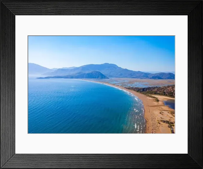 Framed Print : Iztuzu or Turtle beach aerial panoramic view near Dalyan. Dalyan is a town in Mugla Province in Turkey Framed Print : Iztuzu or Turtle beach aerial panoramic view near Dalyan. Dalyan is a town in Mugla Province in Turkey