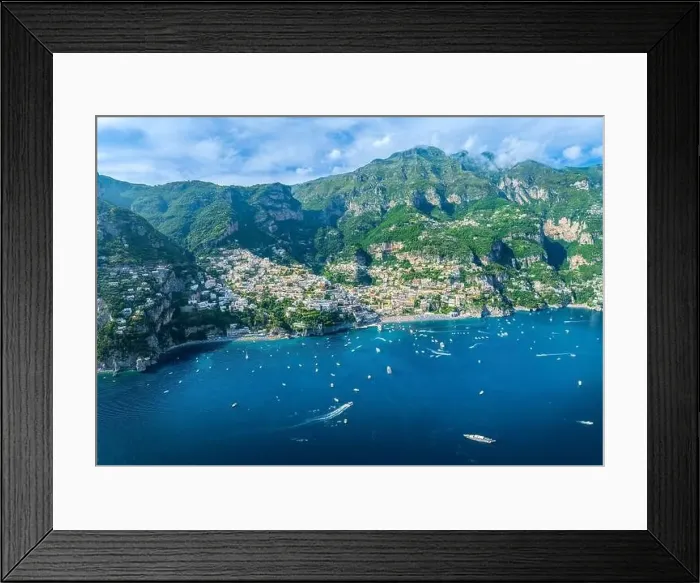 Framed Print : Landscape with Positano town at famous Amalfi Coast, Italy Framed Print : Landscape with Positano town at famous Amalfi Coast, Italy