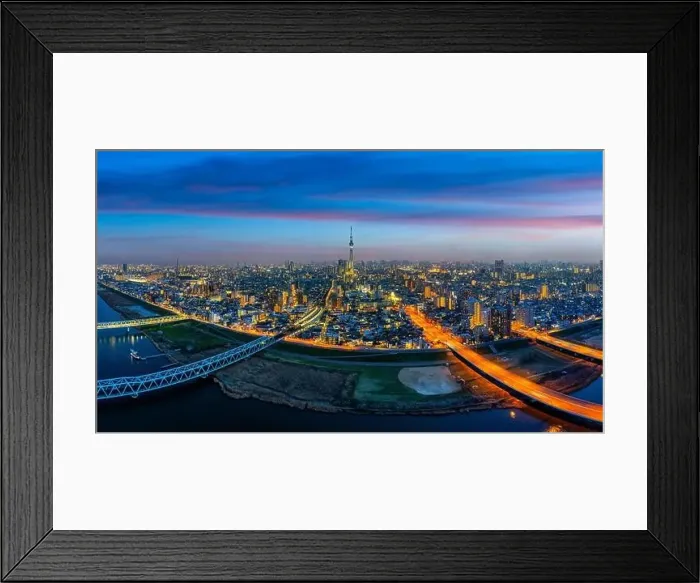 Framed Print : Panorama of cityscape and traffic in Tokyo, Japan Framed Print : Panorama of cityscape and traffic in Tokyo, Japan
