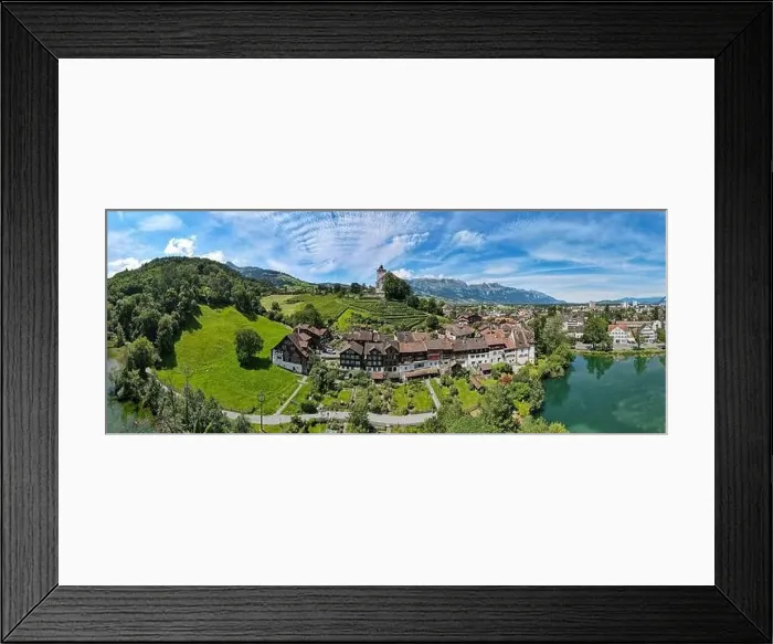 Framed Print : Werdenberg, Switzerland - 14 July 2024: drone view at the village of Werdenberg on Switzerland Framed Print : Werdenberg, Switzerland - 14 July 2024: drone view at the village of Werdenberg on Switzerland